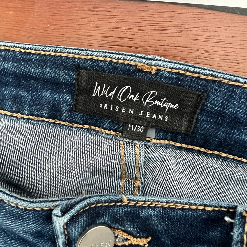 High Rise Blue Distressed Jeans - Picture 4 of 7